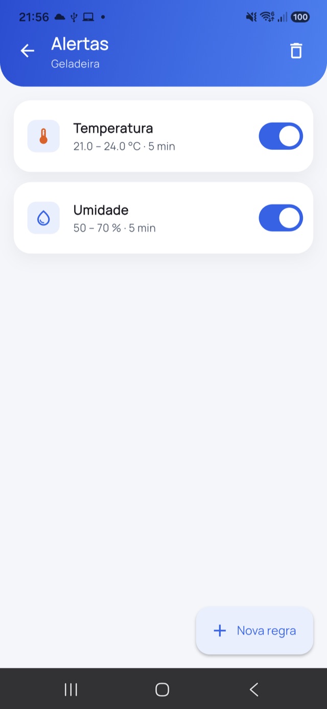 App TrivaTemp: regras de alerta